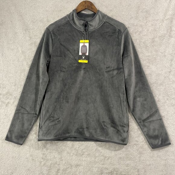 NEW Spyder Men's S Gray Quarter-Zip Pullover Polyester/Spandex Ribbed Sweatshirt - Picture 1 of 7